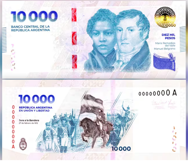 Inflação: Argentina coloca em circulação novas cédulas de 10.000 pesos